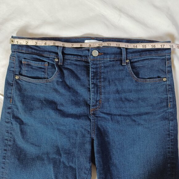 Loft Womens Skinny Jeans Dark Wash Highrise Ankle Length Stretch Size 32 Size 14 - Picture 12 of 14